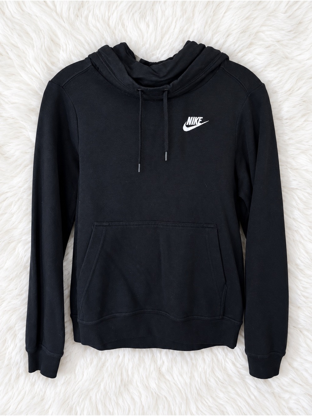 Nike Women's Black Cowl Neck Pullover Sweatshirt with White Logo| X Small